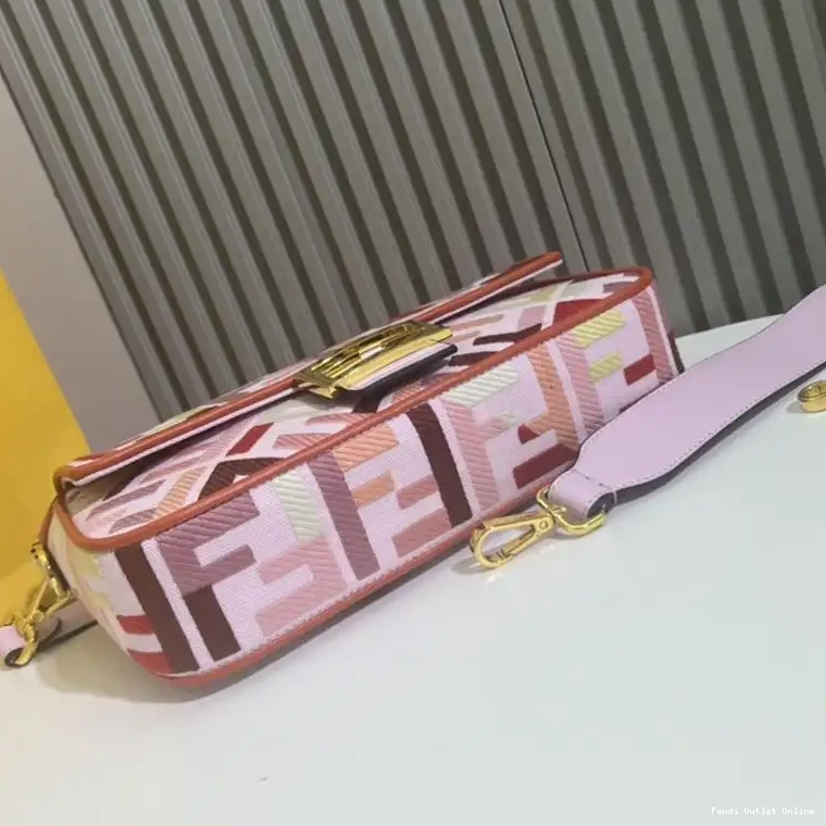 Cheap In Multi Canvas Bag Motif Baguette Pink Fendi Medium FF 0514